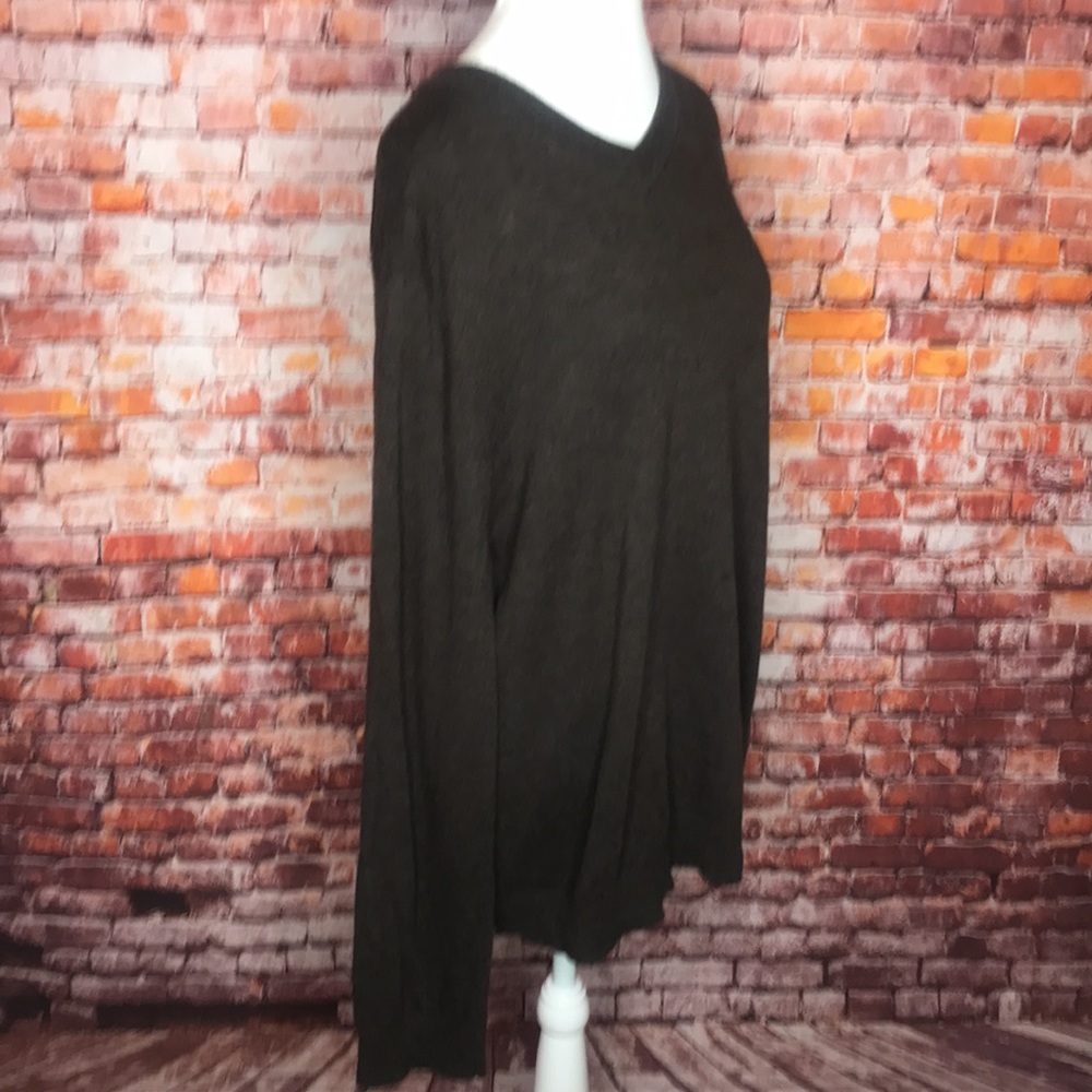 Vintage Structure Brown Wool Blend V-neck Sweater - Picture 3 of 7